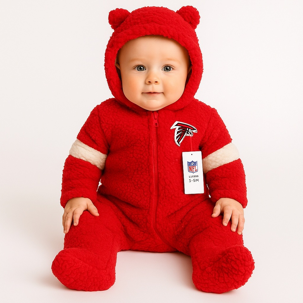 NWT Atlanta‎ Falcons Infant Hooded Fleece Bunting – Size 3-6M – Red